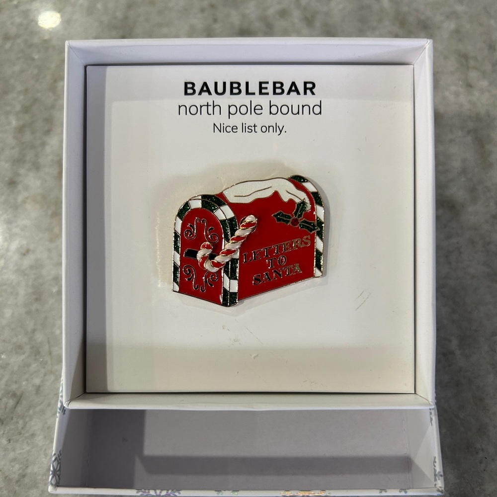 BaubleBar Letters to Santa Mailbox Pin